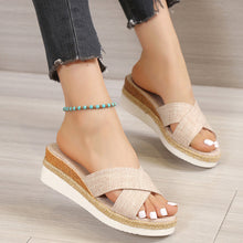 Load image into Gallery viewer, Summer Shoes Women Hemp Wedge Sandals Platform Slippers
