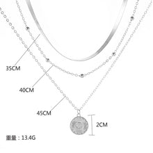 Load image into Gallery viewer, Silver Three-Layer Round Necklace Simple Snake Chain Charm Ball Chain
