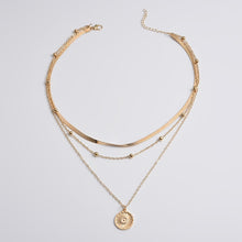 Load image into Gallery viewer, Silver Three-Layer Round Necklace Simple Snake Chain Charm Ball Chain
