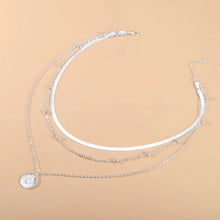 Load image into Gallery viewer, Silver Three-Layer Round Necklace Simple Snake Chain Charm Ball Chain
