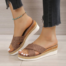 Load image into Gallery viewer, Summer Shoes Women Hemp Wedge Sandals Platform Slippers
